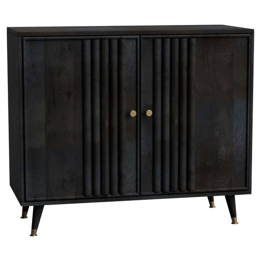 Vintage Charcoal black finish Finish Console Cabinet  Made of Solid Wood for living room