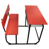 Dual Desk For School Students In Metal Frame Wooden Top