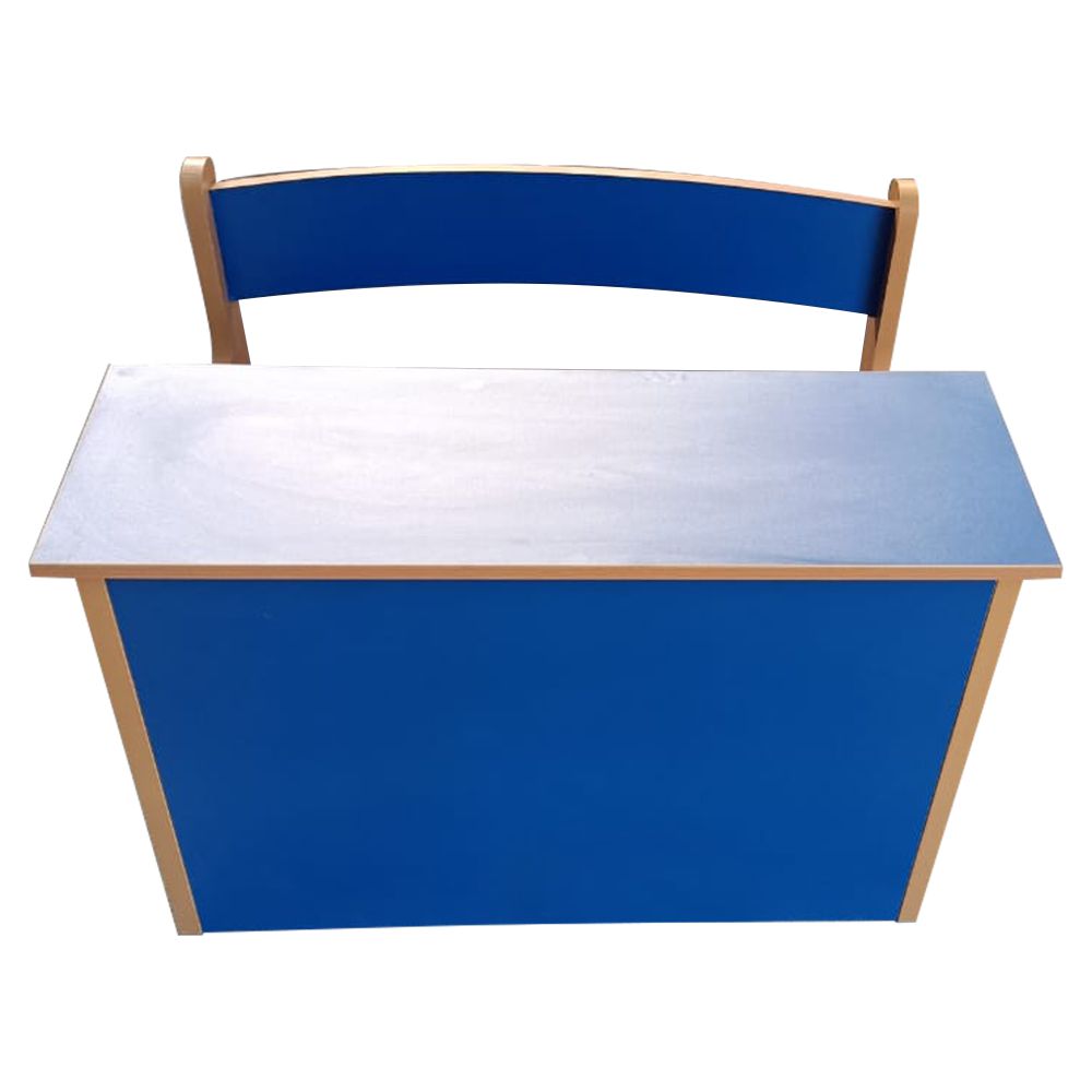 Dual Desk For School Students In Metal Frame Wooden Top