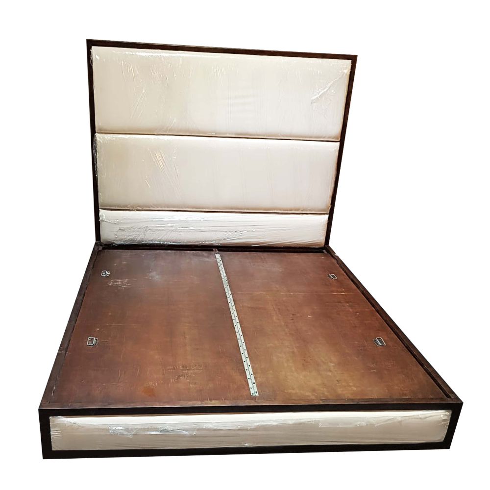 Wooden Bed Queen Size (6X6 Ft) Rectangular Shape Upholstered Walnut Finish