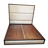 Wooden Bed Queen Size (6X6 Ft) Rectangular Shape Upholstered Walnut Finish