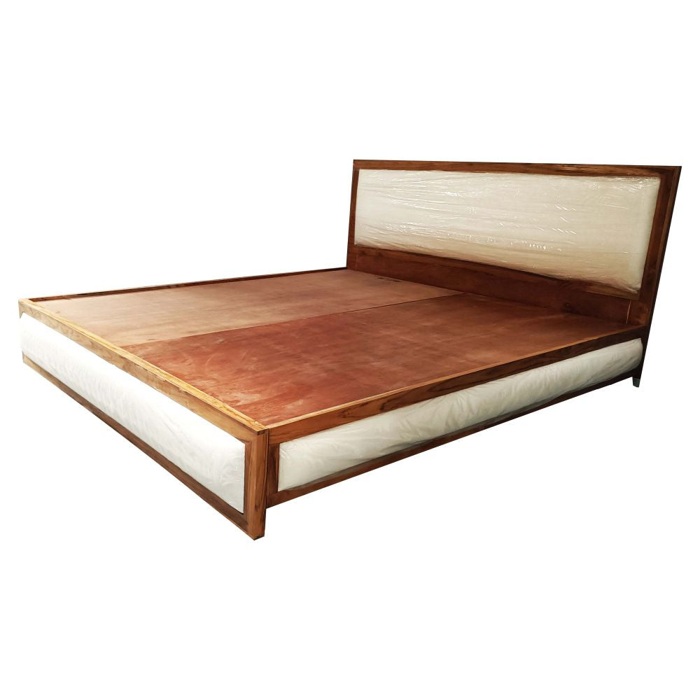 Solid Sagwan Wood Bed in Natural Finish for Bed