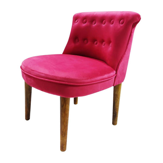 Upholstered Pink Fabric Sofa For Living Room With Wooden Legs