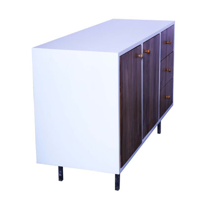 Double Colour Solid Wooden TV Table with Secured Metal Legs Desk for Living Room   White painted shutters and walnut finish body