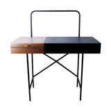Engineered Wood Vanity Table with Mirror and Storage/Wooden Make-Up Vanity Table for Bedroom/Living Room with Iron Metal Legs