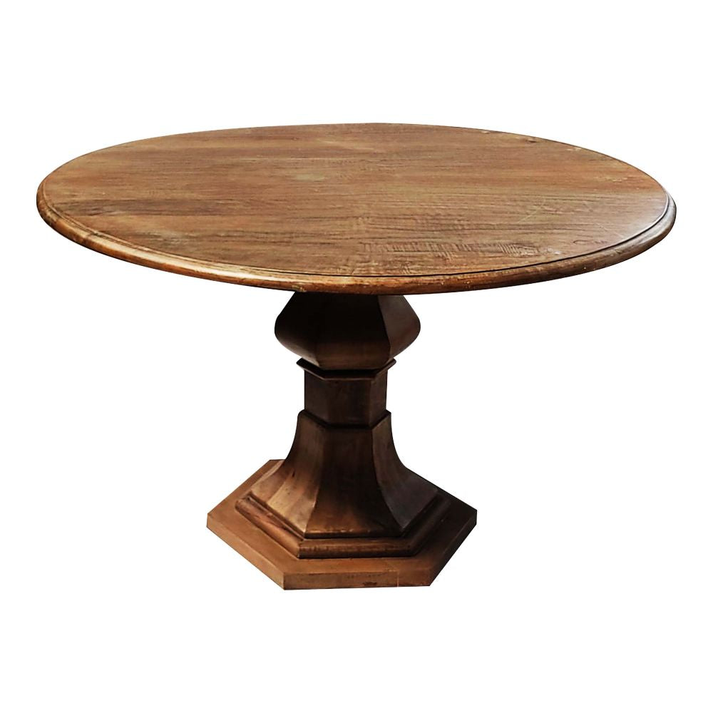 Dining Table in solid wood tar brushed polish on top and white putty on legs