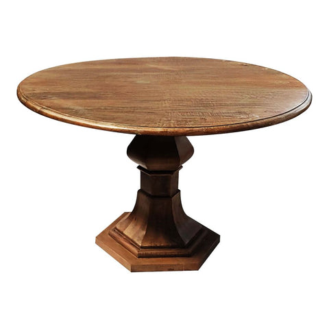 Dining Table in solid wood tar brushed polish on top and white putty on legs