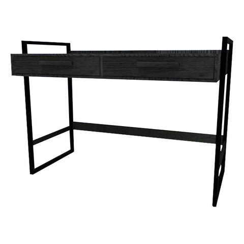 Black Table Metal Frame with Wood Veneer in American Walnut