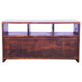 Double Colour Solid Wooden TV Table with Secured Metal Legs Desk for Living Room White painted shutters and walnut finish body