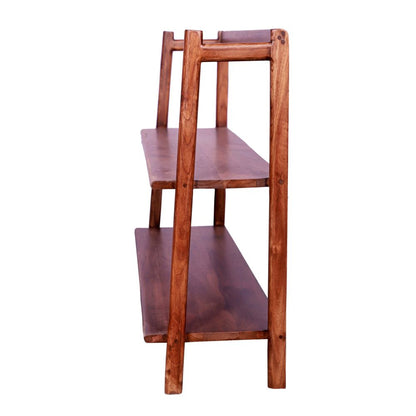 Solid Wood Open Book Shelf Teak Finish