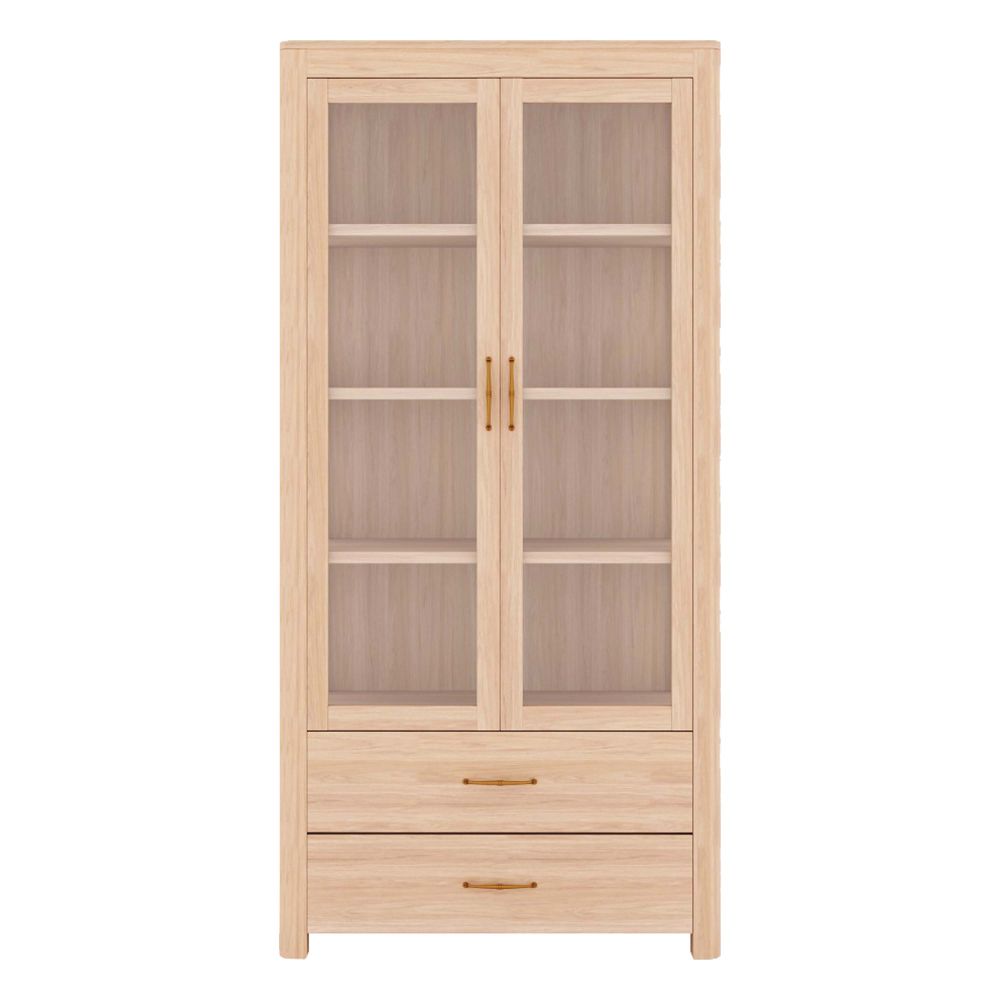 Glass Door Wooden Almirah Storage Cabinet