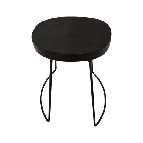 Kitchen Bar Stool Mango Wood Seat Metal Frame Hard Wood Real Wood