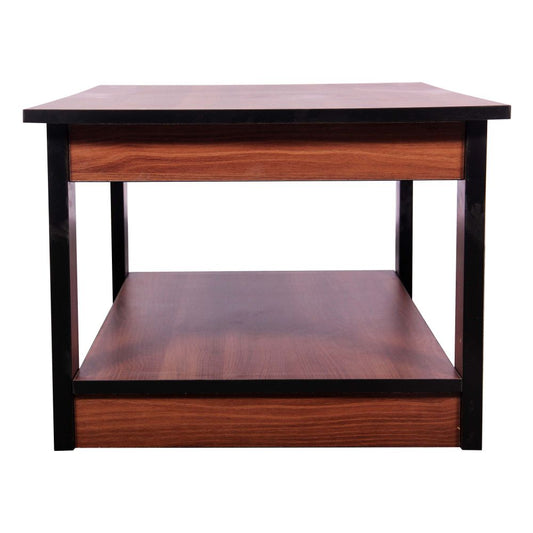 Pre laminated particle board center table in teak finish