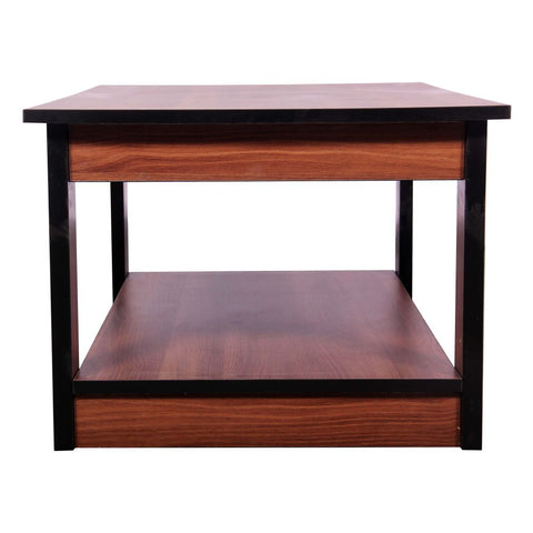 Pre laminated particle board center table in teak finish