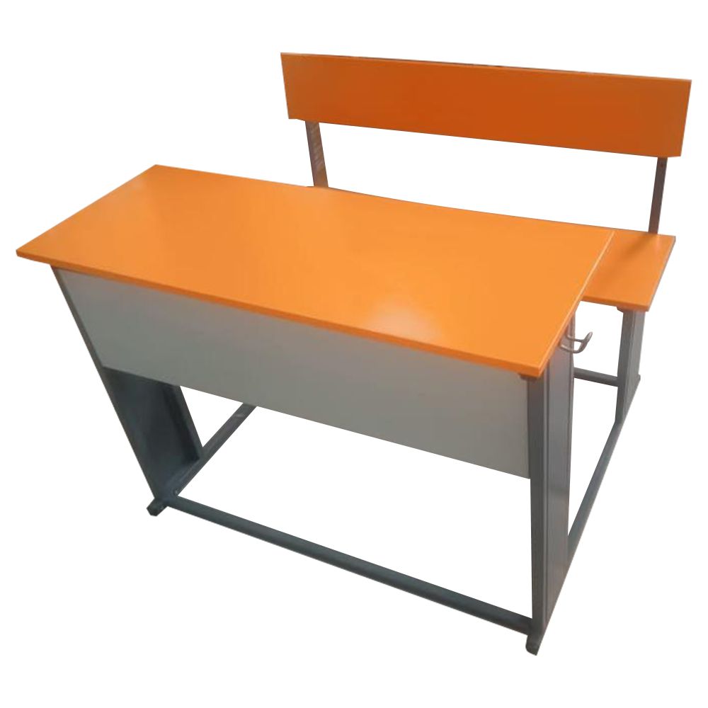 Dual Desk For School Students In Metal Frame Wooden Top