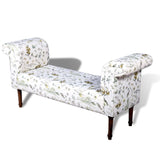Fabric printed upholstered wooden bench for lounge walnut finish on legs
