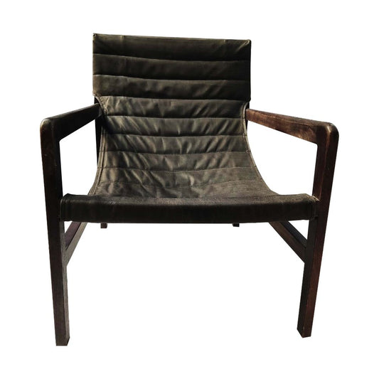 modern design Leather Sling Chair With Wooden Frame For Living Room