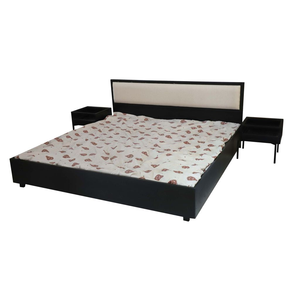 WOODEN BED MID WALNUT COLOR MINIMALIST QUEEN SIZE (6X6 FT)