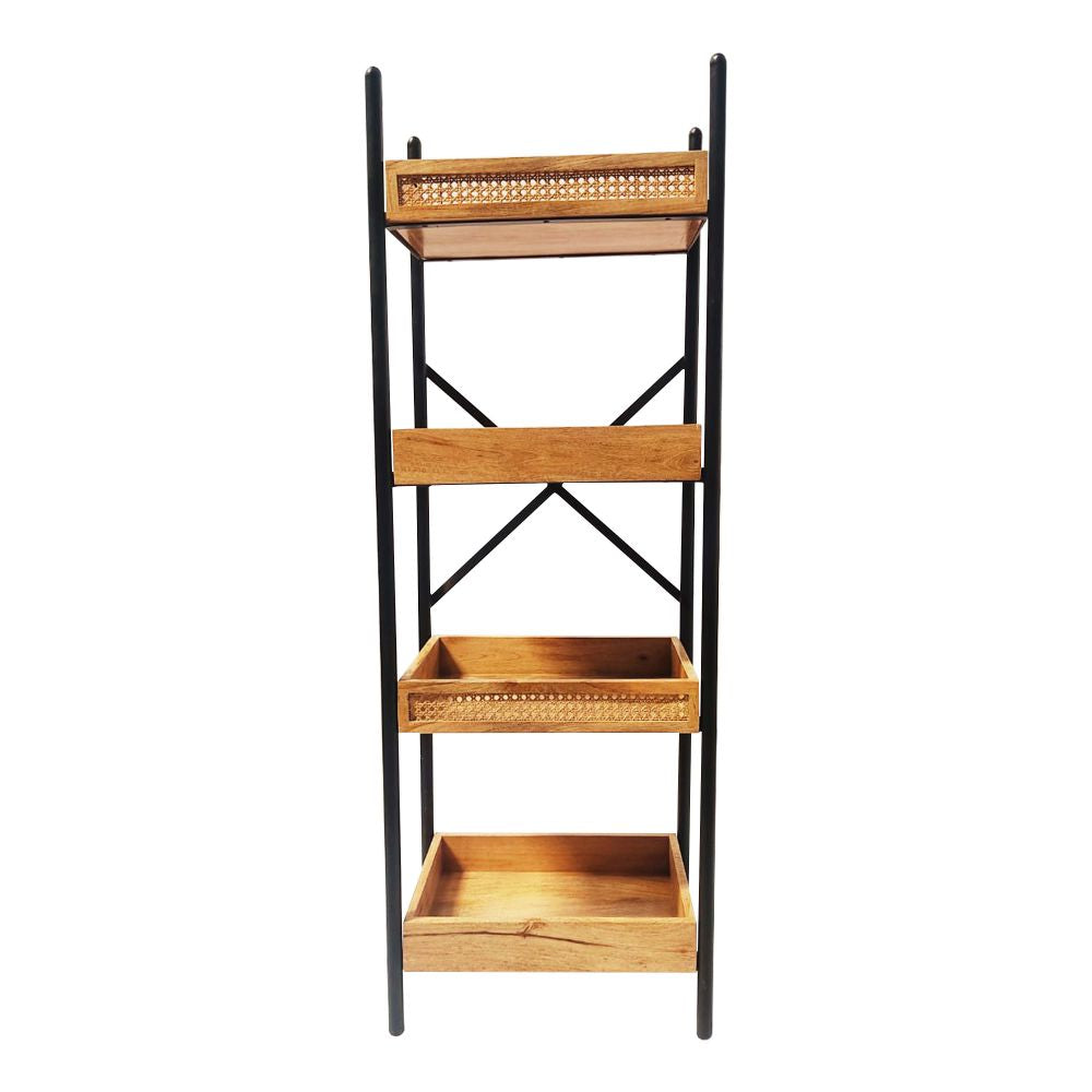 Storage Racks in Metal With Wood Rattan Baskets For Multi Purpose