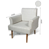Sofa chair in sagwan wood upholstered seat printed fabric arm chair wooden legs