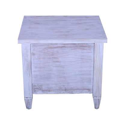 Sagwan wood  three drawer antique design  Bedside table with white distress