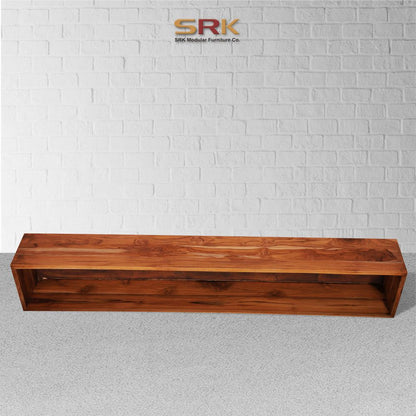 Floating Media Console Table with Solid Walnut Finish