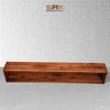 Floating Media Console Table with Solid Walnut Finish