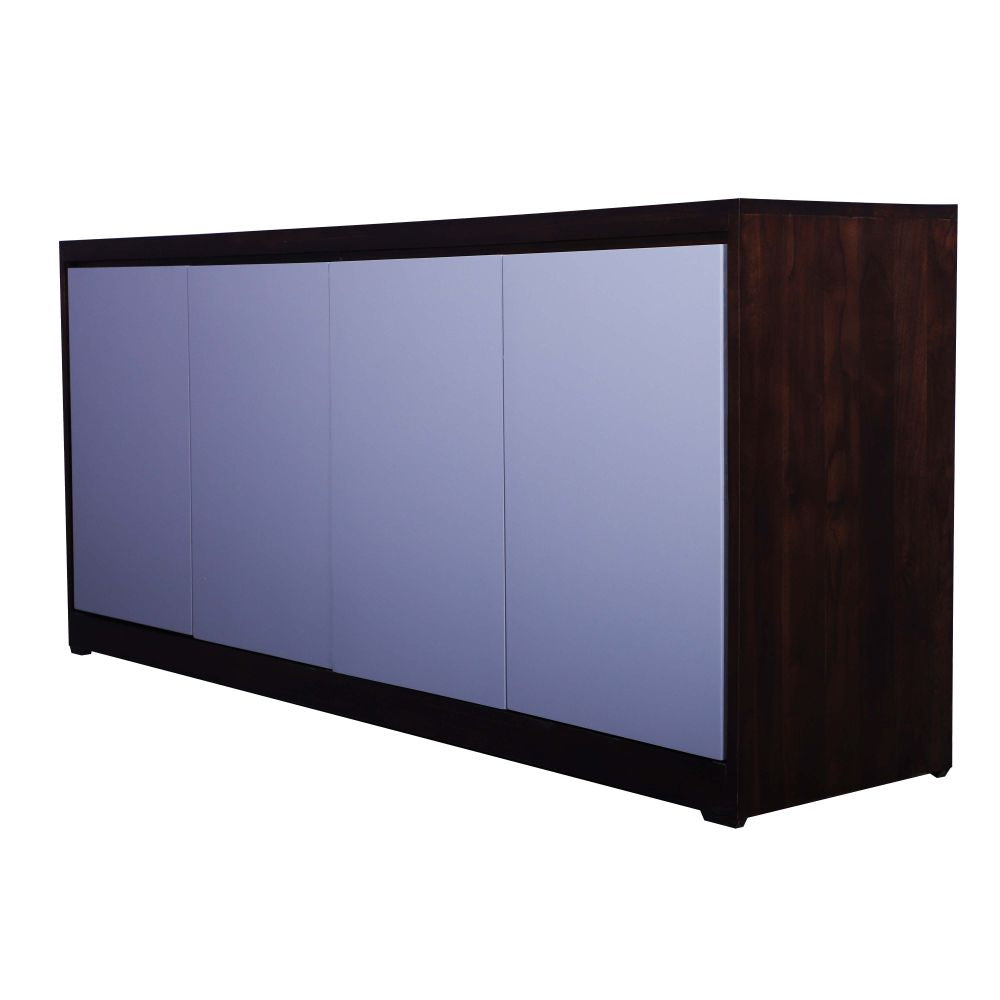 DISPLAY AND T.V UNIT WITH 4 DOORS  DUAL COLOUR WHITE PAINTED SHUTTER WITH TEAK FINISH BODY