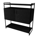 This product incorporates a metal frame that is adorned with a wood veneer in American Walnut.