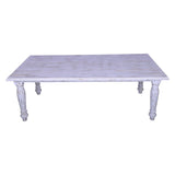 White distressed dining table farm house villa center table in sagwan wood