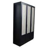 TEAK WOOD  RATTAN CANING WITH GLASS SHUTTERS  WARDROBE  ALMIRAH STORAGE CABINET. FULL HEIGHT 8 FT