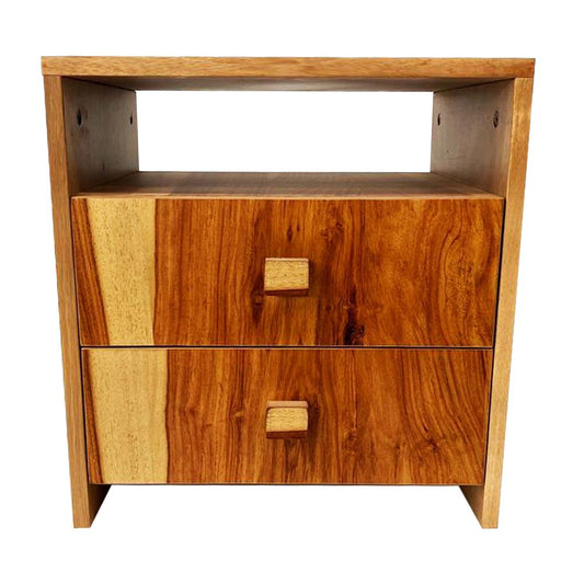 wood side table  with natural finish with two drawers