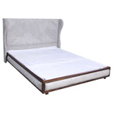 Wooden leather bed in rectangle
