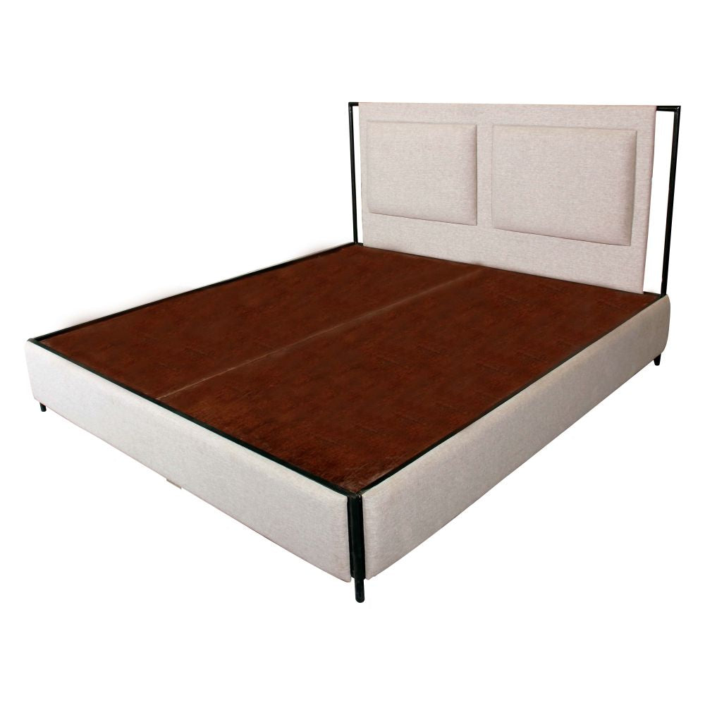 Wooden Bed Queen Size (6x6 ft) Upholstered Walnut Finish