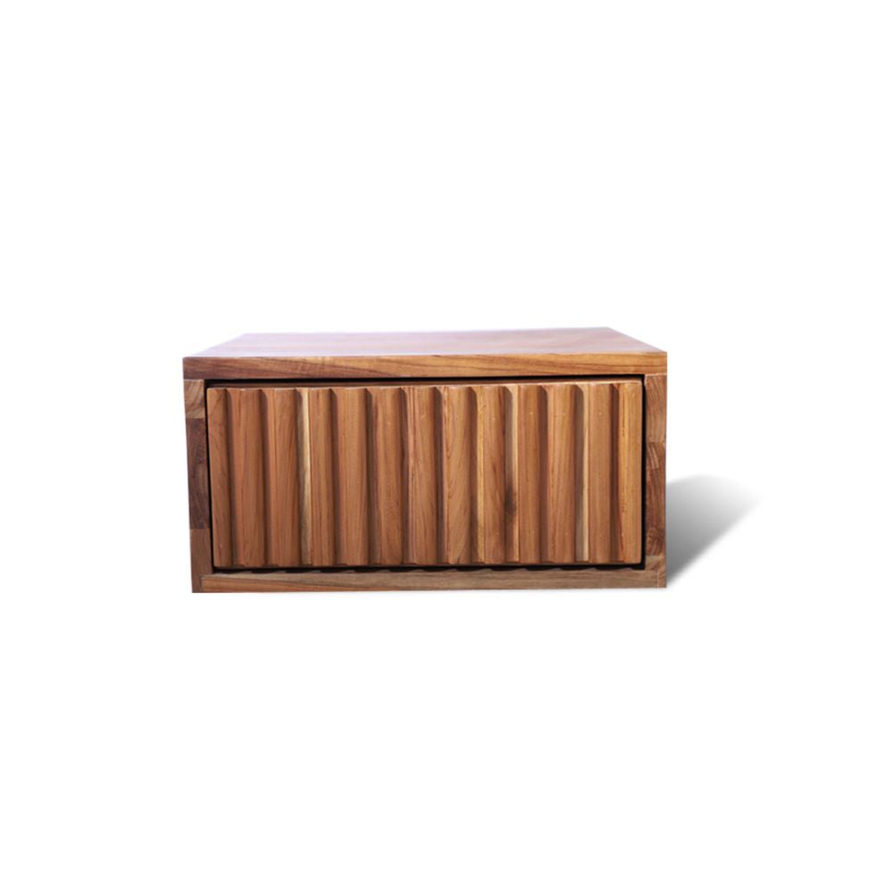 Bedsite drawer sagwan wood fluted front with natural finish