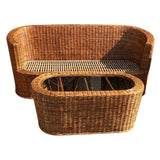 Wooden Chair in Rattan Cane Set of sofa And 2 Single Seater and Center Table