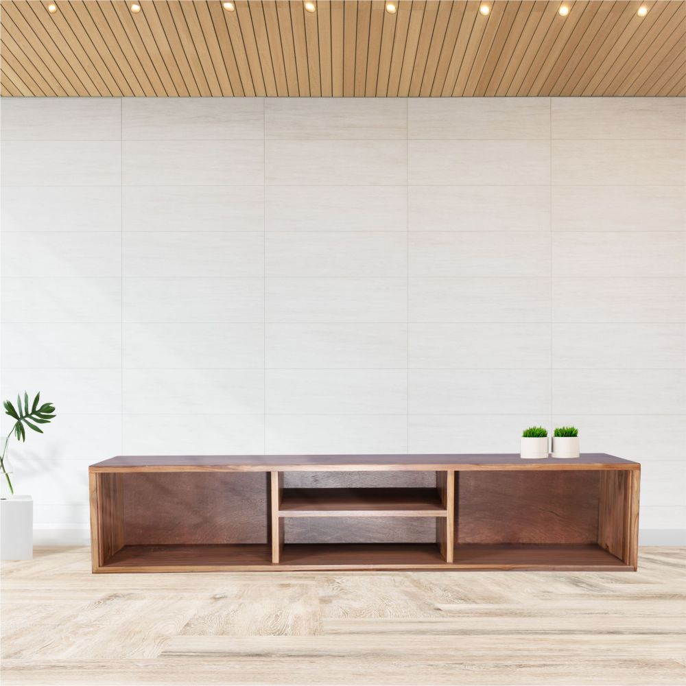 Rectangle Cabinet TV Unit In Saagwan Wood Walnut Finish
