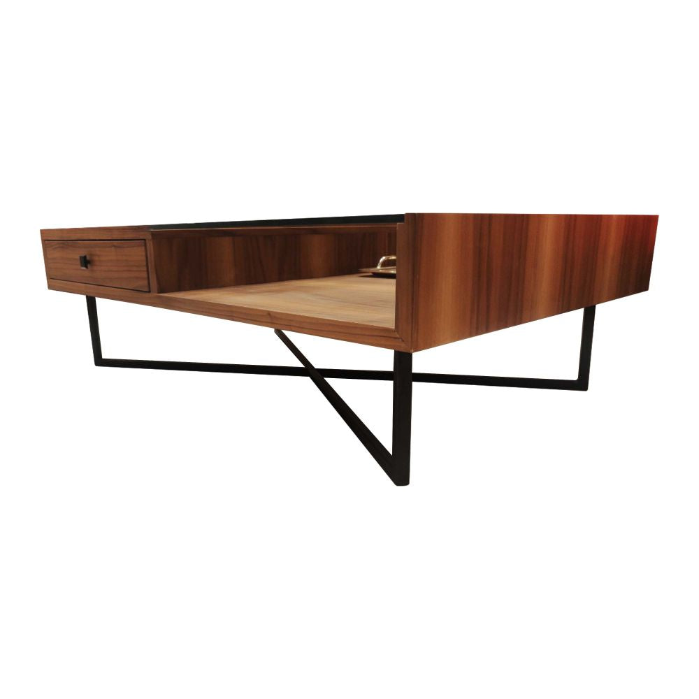Coffee Table Low Height Glass Shelf Contemporary With Metal Legs Minamilist Mordic Style