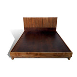 Wooden Bed Fluted Back (6X6 ft)  Natural Wood Walnut Finish