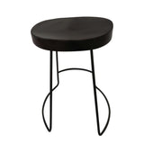 Kitchen Bar Stool Mango Wood Seat Metal Frame Hard Wood Real Wood