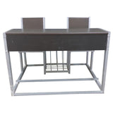 Dual Desk For School Students In Metal Frame Wooden Top