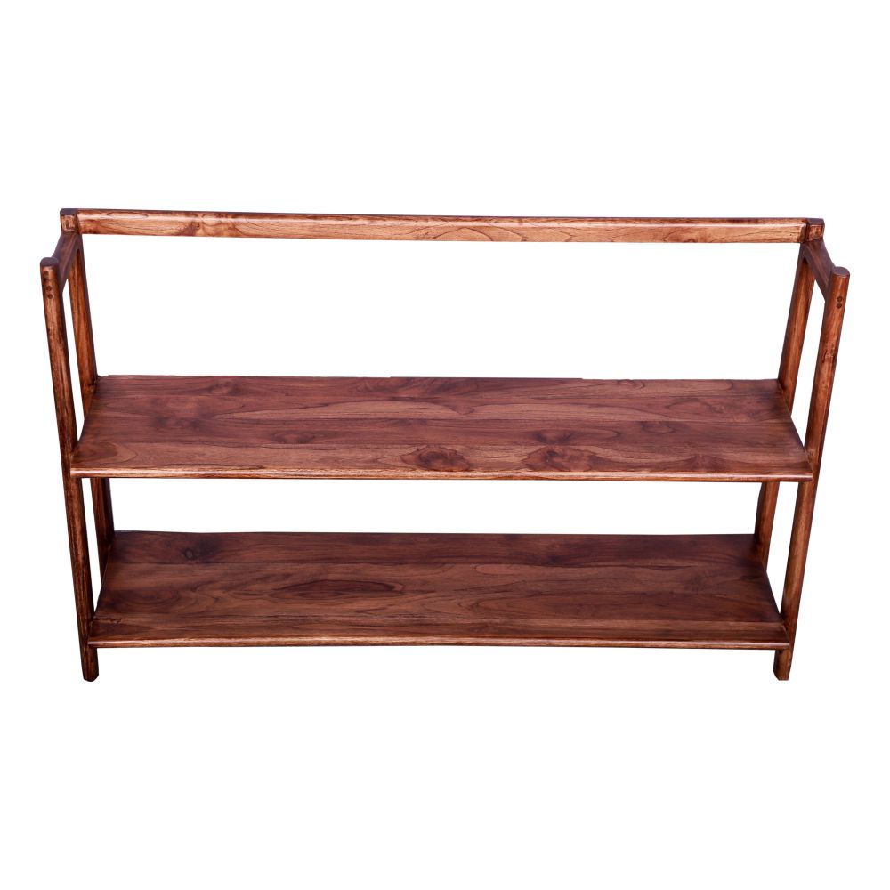 Solid Wood Open Book Shelf Teak Finish