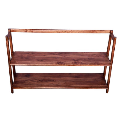 Solid Wood Open Book Shelf Teak Finish