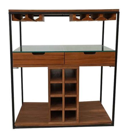 Bar trolly in eneer top with metal frame