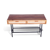 Sagwan Wood in vintage design hall & console table rattan cane table for studyroom