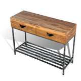 Two Drawer Console Table Natural Wood Finish For Living Room/ Study Room