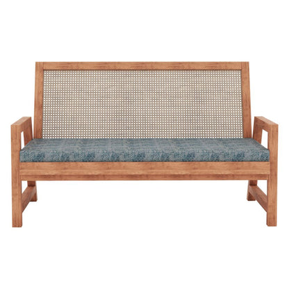 wooden sofa cane rattan with custion  Two Seater