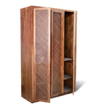 Rectangle Sagwan Wood Wardrobe/ Almirah With Caning Doors