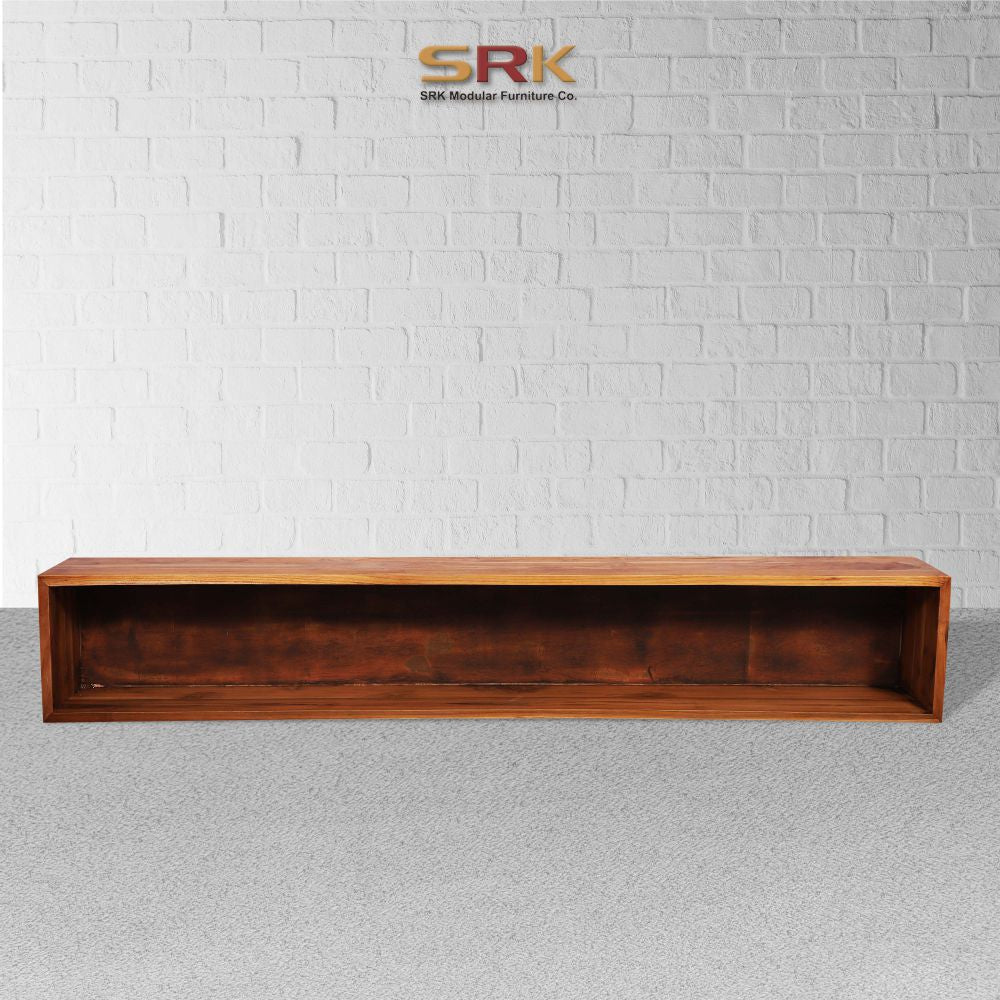Floating Media Console Table with Solid Walnut Finish
