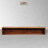 Floating Media Console Table with Solid Walnut Finish